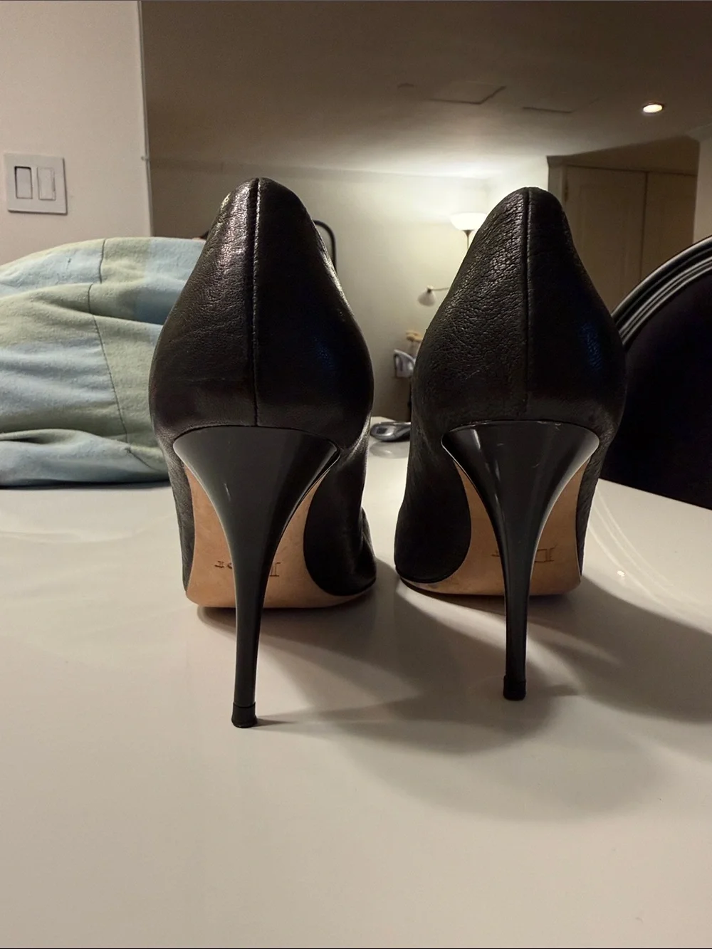 Dior Black Leather Peep-Toe Pumps with CD Hardware